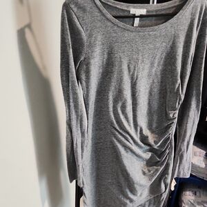 Leith Heather Gray Long Sleeve Top